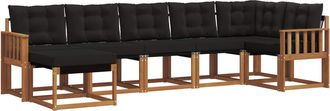 vidaXL Conjunto De Sof&aacute;s De Exterior 7 Uds. Natural Y Negro Vidaxl