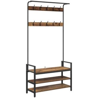 vidaXL Coat Rack with Shelf Old wood 95 x 34 x 184 cm Engineered wood vidaXL