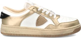 Philippe Model Womens Metal Mixage Lyon Sneakers In White And Gold