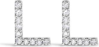 House of Brilliance 10K Gold 1/10 Cttw Diamond Initial A to Z Stud Earring in White Gold | L at Nordstrom