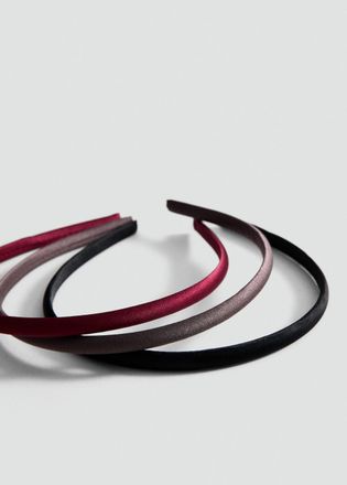 Mango Set 3 cerchietti per capelli raso nero - Donna - Taglia unica - MANGO