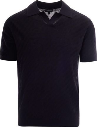 Emporio Armani Textured Knit Polo Shirt with Classic Collar