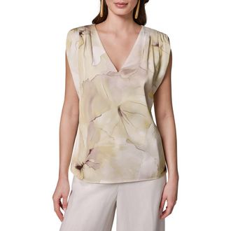 DKNY Print Cap Sleeve Top in Citrus Multi at Nordstrom, Size X-Small