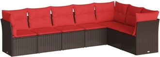 vidaXL 7 Piece Garden Sofa Set with Cushions Brown Poly Rattan Vidaxl