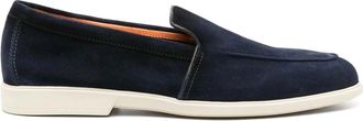 Santoni Leren su&egrave;de loafers met rubberen zool - Heren - Loafers - Blauw - 40 1/2 EU - Su&egrave;de - Schoenen