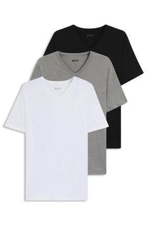 HUGO BOSS V-Shirt BOSS T-Shirt VN 3P CO, Herren, Gr. XXL, grau (assorted pre, pack, grau, meliert, schwarz), Jersey, Obermaterial: 100% Baumwolle, unifarben, Sh