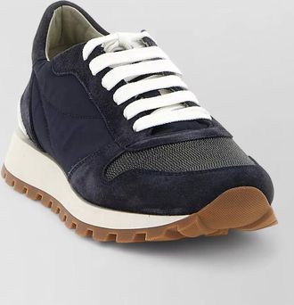 Brunello Cucinelli active sneakers contrasting sole mesh suede