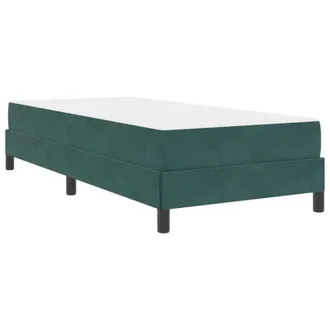 vidaXL Box Spring Bed with Mattress Dark Green 90 x 220 cm Fabric vidaXL