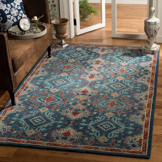 Safavieh Heritage Hand Made Area Rug, Blue / Multi Traditional Style Non-Shedding