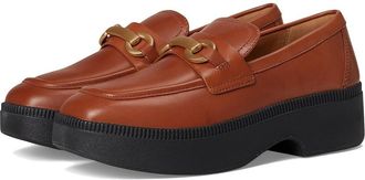 FitFlop F-Luma Chunky-Snaffle Leather Demi-Wedge Loafers Womens Flat Shoes Deep Tan : 7.5 M (B)