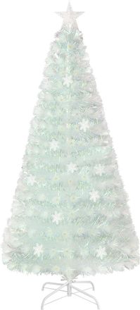 Costway Costway 120cm &Aacute;rbol De Navidad Artificial Blanco, Hojas Iridiscentes, &Aacute;rbol De Navidad De Fibra &Oacute;ptica Preiluminado, 18 Luces Led De Copos De Nieve, D