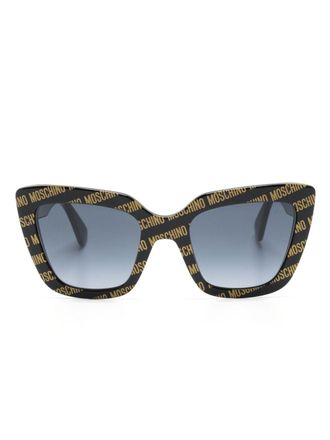 Moschino logo-print cat-eye frame sunglasses - women - Acetate - 51 - Black