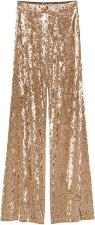 Forte_Forte Fluwelen Flare Broek Bruin - Dames - Wijde Broeken - Bruin - M - Broeken