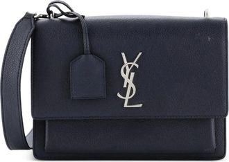 Saint Laurent Sunset Satchel Leather Medium crossbody bag - women - Calf Leather - One Size - Blue
