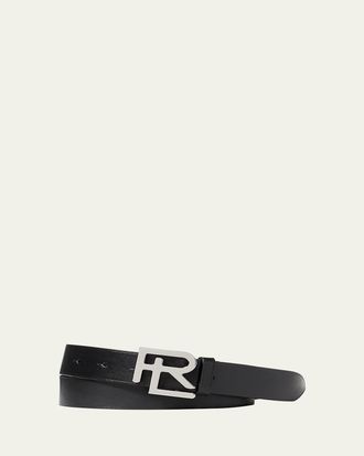Ralph Lauren Purple Label Mens RL-Logo Leather Belt