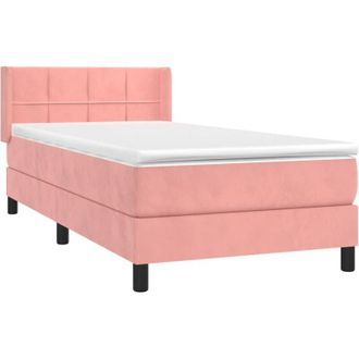 vidaXL Cama Box Spring Con Colch&oacute;n Terciopelo Rosa 90x200 Cm Vidaxl
