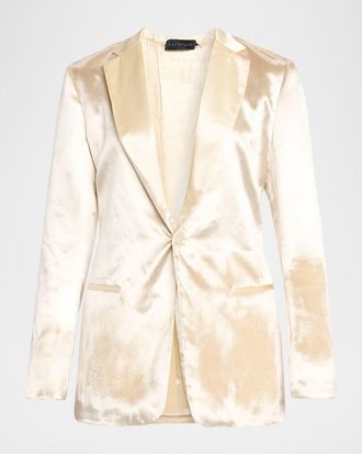 Alberta Ferretti Shiny Velvet Single-Breasted Blazer Jacket
