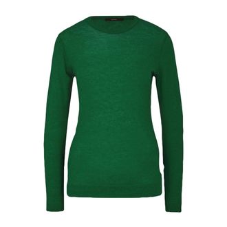 Windsor Wollen shirt met ronde hals en stretch - Dames - Truien - Groen - Maat: S Wol
