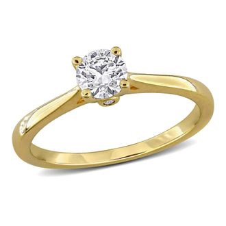 Mimi & Max Created Forever 1/2ct TDW Lab-Grown Diamond Engagement Ring Yellow or White Sterling Silver