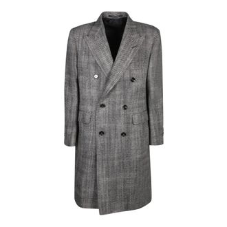 Tagliatore Double-Breasted Coats, male, Gray, Size: M Double-Breasted Coat