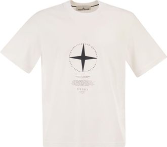 Stone Island Regular Fit T Shirt With Light Compass Print