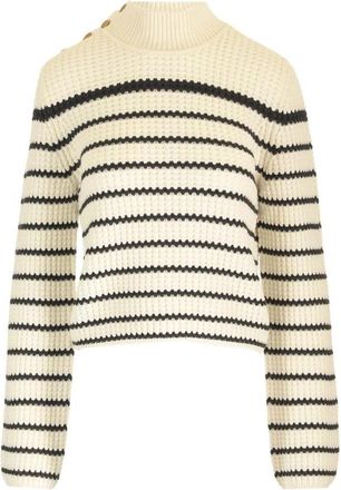 Forte_Forte Gestreept Trui - Dames - Coltruien - Veelkleurig - XS - Wol - Truien & Vesten