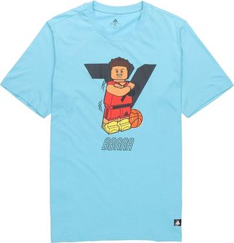 adidas Mens adidas x LEGO Crossover Dame Ss Trey Young Funny Blocks Printing Basketball Sports Short Sleeve Sky Blue T-Shirt GU2717