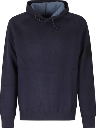 Outhere Navy Blue Darkpine Logo Patch Wool-Cotton Hoodie