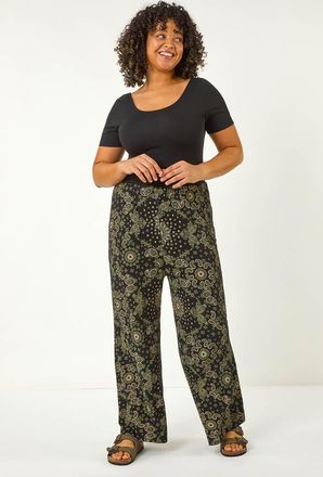 Roman Paisley Print Wide Leg Trouser