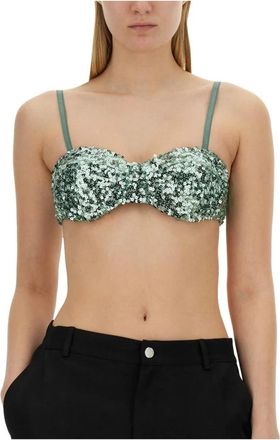 Moschino Sequin Bandeau Top - Dames - Tops zonder mouwen - Blauw - S - Pailletten - Tops
