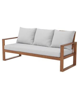 Alaterre Furniture Grafton Eucalyptus 2-Seat Outdoor Bench With Cushions