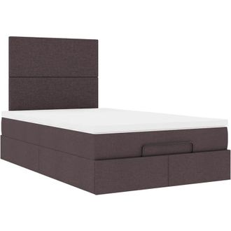 vidaXL Estructura De Cama Otomana Colch&oacute;n Tela Marr&oacute;n Oscuro 120x190cm Vidaxl