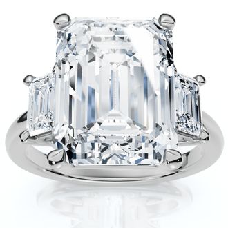 Pompeii3 Certified 6 3/4Ct Rachel Emerald Cut Diamond Engagement Ring 14k Gold