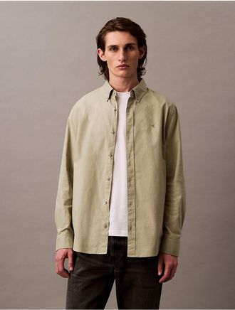 Calvin Klein Mens Solid Oxford Classic Button-Down Shirt - Neutral - 2XL