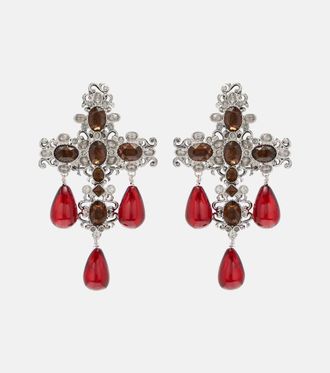 Saint Laurent Cross embellished clip-on earrings