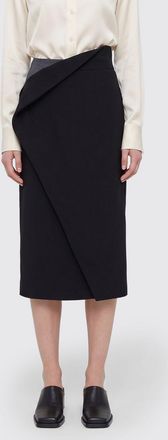 Jil Sander Draped Silk and Virgin Wool Midi Pencil Skirt