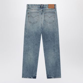 Versace Blue Washed-Effekt-Jeans mit kleinen Nieten