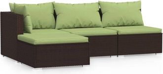 vidaXL Set Muebles De Jard&iacute;n 4 Piezas Y Cojines Rat&aacute;n Sint&eacute;tico Marr&oacute;n Vidaxl