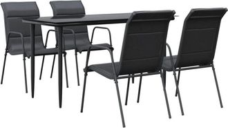 vidaXL Juego De Comedor Para Jard&iacute;n 5 Piezas Acero Y Textilene Negro Vidaxl