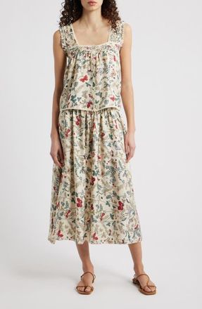 The Great. The Victorian Pleat Silk Tank in Floating Butterfly at Nordstrom, Size 3