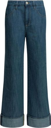 Shaft Jeans met riemlussen en wijde pijpen - Dames - Loose Fit Jeans - Blauw - W28 - Katoen - Jeans