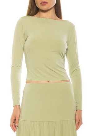 Alexia Admor Dahlia Boat Neck Top in Sage at Nordstrom Rack, Size X-Large
