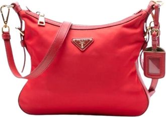 Prada Pre-owned Cross Body Bags, female, Red, Size: ONE SIZE Pre-owned Nylon Crossbody Bag