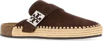 Tory Burch Womens Brown Suede Mellow Slippers Beige Flat Shoes