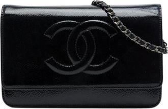 Chanel Pre-owned Portemonnee met ketting - Dames - Vintage Mini Tas - Zwart - ONE Size - Leer - Vintage