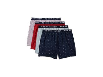 Tommy Hilfiger Woven Cotton Boxer 4-Pack Mens Underwear Chili : LG