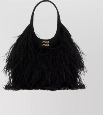 Miu Miu satin feathered tote bag