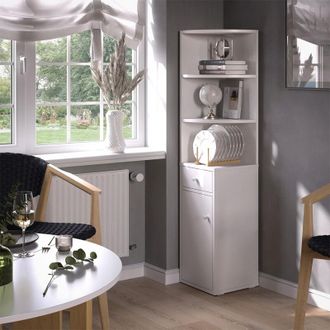 Vicco Estanter&iacute;a Esquinera Larry, Blanco, 30 X 135.5 Cm Con Puerta Y Caj&oacute;n