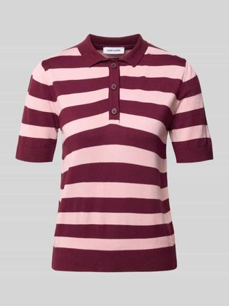 More & More Regular Fit Poloshirt aus Viskose-Mix in Bordeaux, Gr&ouml;&szlig;e 34