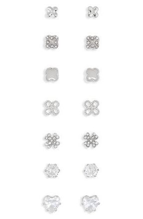 Panacea 7-Pack Cubic Zirconia Stud Earrings in Metallic Silver at Nordstrom Rack